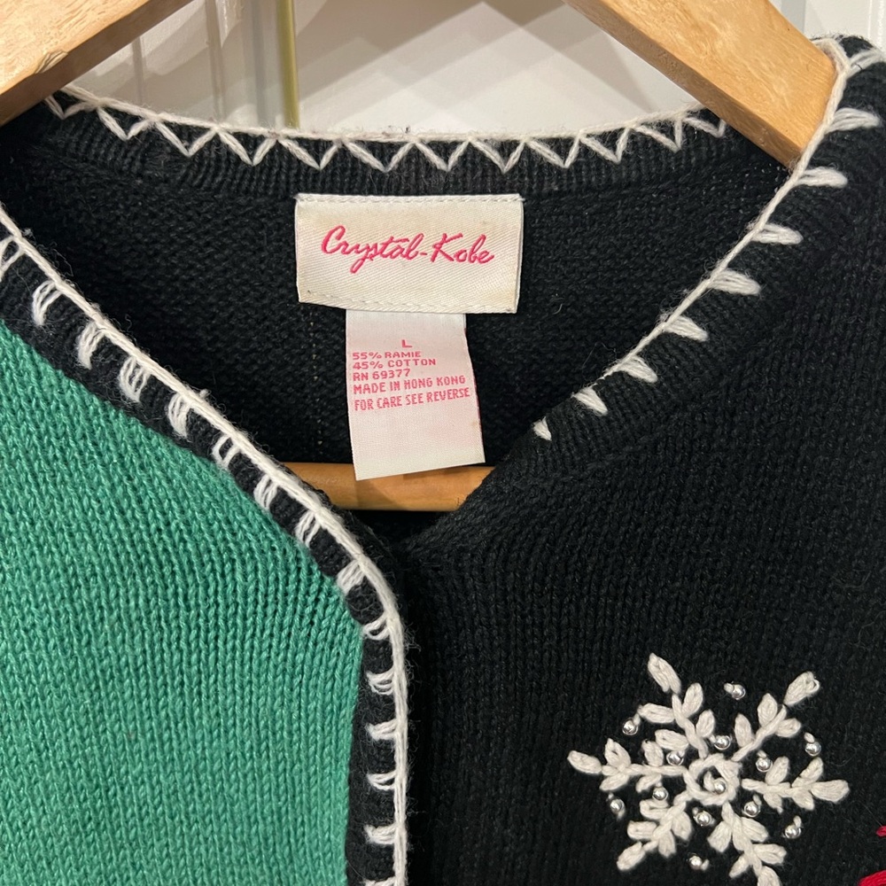 Festive Patchwork Embroideredugly Christmas Sweat… - image 3